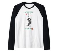 Weenies and Martinis Funny Dachshund Dog Cocktail Lover Raglan Baseball Tee