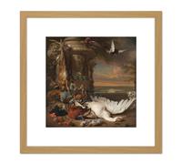 Weenix Game And Fruit Still Life 8X8 Inch Square Wooden Framed Wall Art Print Picture with Mount Artery8 Light Oak One Size