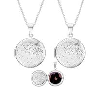 Weenkeey 2 Pcs Round Shaped Locket Necklace that Holds Pictures Stainless Steel Circle Locket Pendant Necklace Memory Photo Pendant Necklacefor Women Girls - Style 1 Silver