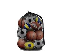 Weenwill Drawstring Mesh Ball Bag,30 x 40 inch Extra Large Sports Net Ball Bag with Adjustable Shoulder Strap Waterproof Storage Backpack for Football Basketball Volleyball Rugby Ball Swimming Gear
