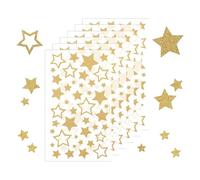 Weenwill Glitter Star Stickers,6 Sheet Small Golden Self Adhesive Star Stickers Assorted Size Holographic Stars Labels for Handicrafts Christmas Decoration,Classroom Teacher Kids Reward Supplies