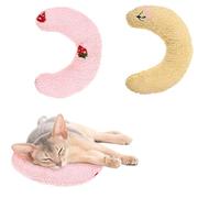 Weenwill Pillows for Cat,2 Pcs Soft Fluffy U Shaped Pet Calming Toy Cat Pillow Dog Calming Pillow for Dogs and Cats for Sleeping,Resting,Playing(Pink+Yellow)