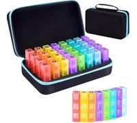 WEEOATAR Month Pill Box Organizer Medicine Planner Pill Dispenser, 3 Times a Day, Easy to Use with Zippers, Medical Supplies with Individual Compartments for Vitamin, Fish Oil, Supplements (Blue)
