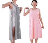 WEEOATAR Woman Post Shoulder Surgery Shirts Ostomy Clothing,Recovery Tear Away Sleeveless T-Shirt,Full Open with Side Magic Stickers Dialysis Chemo Clothing Adaptive Clothing(Pink,Long,L)