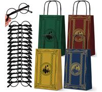 WEEPA 16 Pcs Magical Wizard Party Favor Bags Wizard School Paper Gift Bags with Handles Plastic Glasses Magical Goodie Bags for Kids Boy Girl Birthday Party Decorations