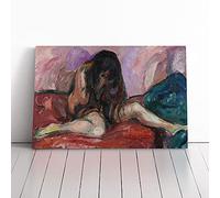 Weeping Nude By Edvard Munch | Canvas Wall Art Print | Framed & Ready to Hang Picture | Modern Home Decor for Living Room, Bedroom, Kitchen or Office | 30x20 Inches