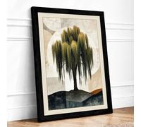 Weeping Willow Japandi Framed Wall Art Print A3 (42×29.7cm) Black, Wall Decor for Living Room, Bedroom, Office & Home, Ready to Hang, Art Gift