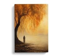 Weeping Willow Romanticism Art Canvas Print | Gallery Wrapped 30mm Frame Wall Art | 30x20 inches | Ready to Hang | Contemporary Picture | Living Room Bedroom Lounge Office