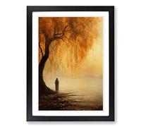 Weeping Willow Romanticism Framed Print | A2 Black Framed Wall Art | Ready to Hang | Modern Nature Picture | Living Room Bedroom Lounge Office