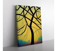 Weeping Willow Tree Art Canvas Wall Art Print Ready to Hang, Framed Picture for Living Room Bedroom Home Office Décor, 76x50 cm (30x20 Inch)