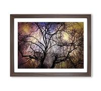 Weeping Willow Tree In Abstract Modern Art Framed Wall Art Print, Ready to Hang Picture for Living Room Bedroom Home Office Décor, Walnut A4 (34 x 25 cm)