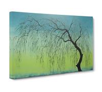 Weeping Willow Tree Minimalism No.2 Canvas Print | Gallery Wrapped 30mm Frame Wall Art | 30x20 inches | Ready to Hang | Minimalist Landscape Picture | Living Room Bedroom Lounge Office