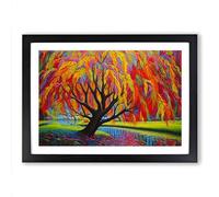 Weeping Willow Tree Op Art Framed Wall Art Print, Ready to Hang Picture for Living Room Bedroom Home Office, Black A2 (66 x 48 cm)