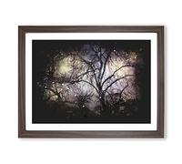 Weeping Willow Tree Paint Splash Modern Art Framed Wall Art Print, Ready to Hang Picture for Living Room Bedroom Home Office Décor, Walnut A3 (46 x 34 cm)