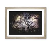 Weeping Willow Tree Paint Splash Modern Art Framed Wall Art Print, Ready to Hang Picture for Living Room Bedroom Home Office Décor, Oak A4 (34 x 25 cm)