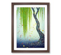 Weeping Willow Tree Splash Framed Wall Art Print A2 Walnut