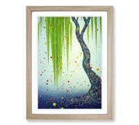 Weeping Willow Tree Splash Framed Wall Art Print, Ready to Hang Picture for Living Room Bedroom Home Office, Oak A2 (48 x 66 cm)