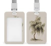 Weeping Willow Tree Watercolor ID Badge Holder Retractable Clip Card Holder Card Protector Name Badge Name Tag for Work Office Doctor Nurse