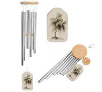 Weeping Willow Tree Watercolor Wind Chimes Memorial Deep Tone Windchime with 6 Aluminum Tubes Outdoor Backyard Garden Decoration