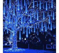 Weepong Christmas Lights Outdoor 32 Tubes 768 LEDs Meteor Shower Lights UL Certified Snow Falling Rain Drop Icicle String Light for Xmas Tree Halloween Decorations Wedding Party Garden Decor, Blue