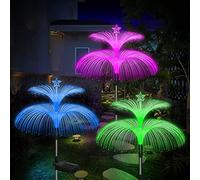 Weepong Solar Garden Lights 3 Pack New Upgraded Solar Lights Outdoor Waterproof 7 Color Changing Double Jellyfish and Star Flower Garden Decor Yard Lawn Christmas Outdoor,Gifts for Mother's Day Women
