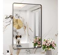 WEER Black Framed 24x36 Inch Rectangular Bathroom Mirror, Matte Black, Wall Mounted, Modern Style, Shatterproof Tempered Glass, Easy To Install
