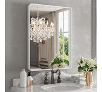 WEER White Bathroom Mirror 22X30 Inch, Rounded Rectangle White Metal Frame Mirror, Matte White Bathroom Vanity Mirror with Tempered Glass, Anti-Rust, Hangs Horizontally or Vertically
