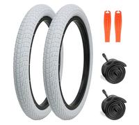 WEEROCK 2 Pack 20 Inch Bicycle Tire 20x1.75 Tires with Inner Tubes | 47-406, Smooth Tread, Compatible with 20" Children Bicycles, Tricycle, Folding Bike, Boys Girls Bicycle, White Grey