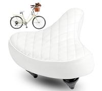 WEEROCK Bike Seat Wide Bicycle Seats for Men Women, Comfortable Soft Oversized E Bike Saddle Cushion Replacement for Cruiser Bikes, MTB, City Bike, Electric Bicycles, Tricycle,Exercise Cycle, White