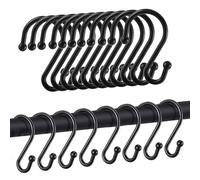 WEERSTONE 12 Pack S Hooks Heavy Duty Stainless Steel S Shaped Hooks Utility Hangers for Kitchen Utensils Office Bathroom Closet Workshop Garage Office Household Home Essential Set (Black)
