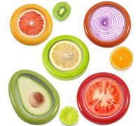 Weesdsio 5 Pcs Avocado Saver and Tomato Holder Set of 5 Reusable Storage Containers for Fridge Silicone Fruit and Vegetable Anti-Oxidation Storage Box Ideal for Garlic, Onions, Lemons, and Potatoes