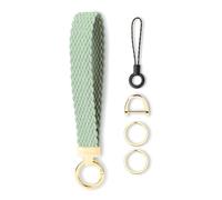 WEESMILE Keychain Wristlet, Stretchy Key Chain for Car Keys with 2 Keyrings and D ring, Cute Wrist Lanyard for Women Men, Sage Green, 7" L × 0.87 W × 0.4" D