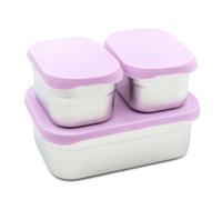 WeeSprout Stainless Steel Lunch Box Set - 750mL & 230mL Food Storage Nested Bento Boxes with Food Grade Silicone Lid - Leak Proof - Microwave & Freezer Safe (Pastel Purple)