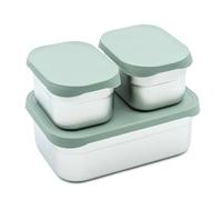 WeeSprout Stainless Steel Lunch Box Set - 750mL & 230mL Food Storage Nested Bento Boxes with Food Grade Silicone Lid - Leak Proof - Microwave & Freezer Safe (Matte Green)