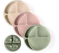 WeeSprout Suction Plates with Lids for Babies & Toddlers - 100% Silicone, Dinnerware Stays Put, Divided Design for Picky Eaters, Microwave & Dishwasher Friendly, 3 Pack