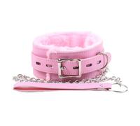 WEETVRI BDSM Collar Leather Necklace with Leash Chains,BDSM Adjustable Collar Harness Erotic Neck Restraint Bondage Collars SM Cosplay Sex Toys for Women Men(Pink Rosa)