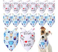 Weewooday 12 Pieces Father's Day Dog Bandanas I Love My Dad Bandanas for Dogs Pet Kerchief Scarf Bibs for Puppy Small Medium Large Pets Costume Accessories