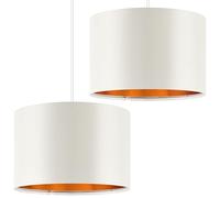 Weewooday 2 Pack Beige Lampshade for Ceiling 12" Modern Golden Inner Drum Lamp Shade with E27 to E14 Lamp Shade Adapter Ring for Pendant Lights Table or Bedside Floor Lights