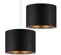 Weewooday 2 Pack Black Lampshade for Ceiling 10.24" Modern Golden Inner Drum Lamp Shade with E27 to E14 Lamp Shade Adapter Ring for Pendant Lights Table or Bedside Floor Lights