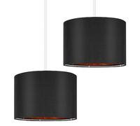Weewooday 2 Pack Black Lampshade for Ceiling 12" Modern Golden Inner Drum Lamp Shade with E27 to E14 Lamp Shade Adapter Ring for Pendant Lights Table or Bedside Floor Lights