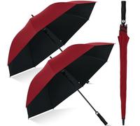 Weewooday 2 Pcs 54 Inch Golf Umbrella Windproof Extra Large, Automatic Open, Golf Sports UV Protection Waterproof Windproof for Rain Sun Wedding(Wine Red,54 Inch/137 cm,Straight Handle)