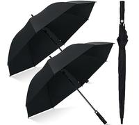 Weewooday 2 Pcs 54 Inch Golf Umbrella Windproof Extra Large, Automatic Open, Golf Sports UV Protection Waterproof Windproof for Rain Sun Wedding(Black,54 Inch/137 cm,Straight Handle)