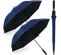 Weewooday 2 Pcs 54 Inch Golf Umbrella Windproof Extra Large, Automatic Open, Golf Sports UV Protection Waterproof Windproof for Rain Sun Wedding(Navy Blue,54 Inch/137 cm,Straight Handle)