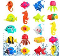 Weewooday 20 Pieces Artificial Moving Fishes Plastic Floating Fishes Lifelike Fish Ornament Aquarium Decorations for Fish Tank (Jellyfish and Seahorses)
