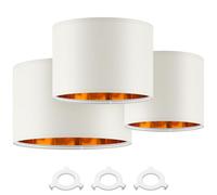 Weewooday 3 Pack Beige Lampshade for Ceiling Modern Golden Inner Drum Lamp Shade with E27 to E14 Lamp Shade Adapter Ring for Pendant Lights Table or Bedside Floor Lights