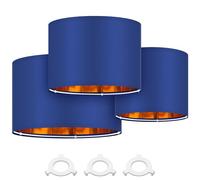 Weewooday 3 Pack Blue Lampshade for Ceiling Modern Golden Inner Drum Lamp Shade with E27 to E14 Lamp Shade Adapter Ring for Pendant Lights Table or Bedside Floor Lights