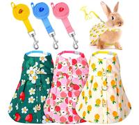 Weewooday 3 Sets Rabbit Bunny Harness and Leash Gift, Cute Bunny Clothes for Rabbits Dress Costume Walking Harness Escape Proof Pet Supply for Hedgehog Ferret Squirrel(Peach, Pineapple, Strawberry)