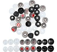 Weewooday 36 Pcs Replacement Earbud Tips Rubber Earphone Headphone Ear Bud Black Clear Silicon Ear Phone Rubber Ends Noise Isolation Earplugs, 3 Size(Greyish Red, Transparent and Black)