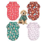Weewooday 4 Pack Christmas Dog Shirts Holiday Pet Costumes Cute Snowflake Candy Gingerbread Berry Pattern Soft Dog T-Shirt Festive Pet Outfit for Small Medium Large Dogs Cats Winter Party Apparel(XXL)