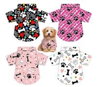 Weewooday 4 Pieces Pet Summer T-Shirts Hawaii Style Floral Pet Dog Shirt Breathable Cool Clothes Beach Seaside Puppy Sweatshirt for Small Puppy(Bright Style,XL)